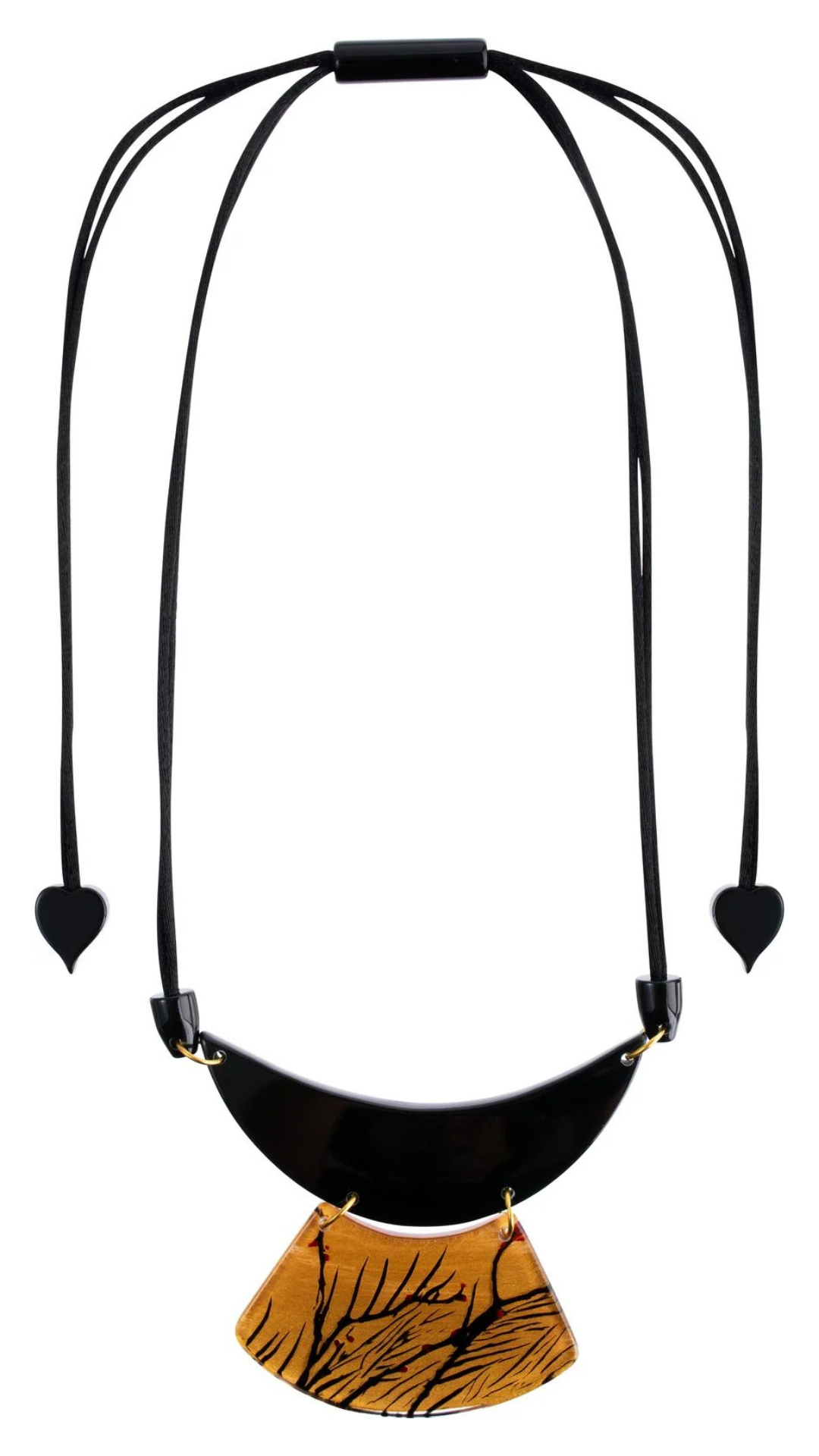 Autumn 2 Bead Collection - Brown Half Moon & Leopard Print Pendant Necklace. Style 8450101TREEQ02