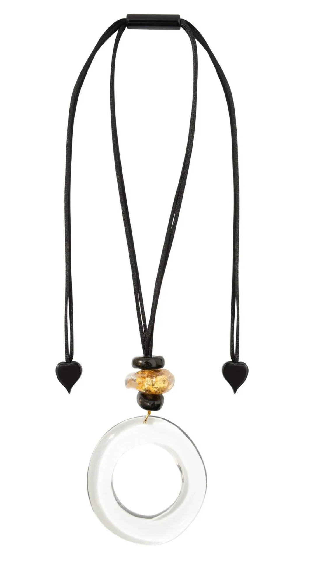 Sensei 4 Bead Collection - Large Hollow Center Circular Clear Pendant Necklace. Style 2470201BLAKQ00