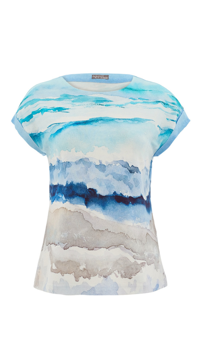 "Seascape 1" Artist Print Clear Rhinestone Embellishment Top. Style DOLC26611