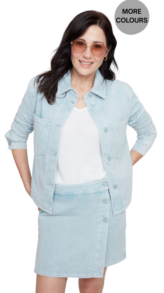 Patch Pocket Stretch Denim Look Jacket. Style REN3892KD-E3020