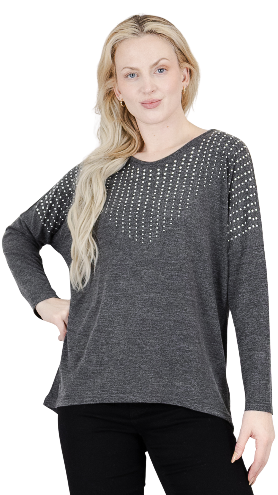 Silver Bead Embellishments Drop Shoulder Tunic. Style FS262A87