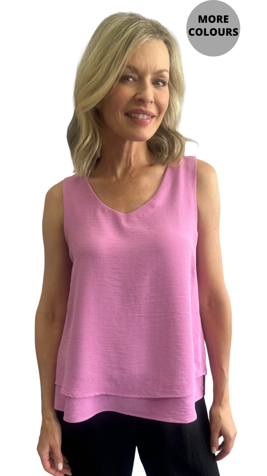 Layered Bottom Hem Lightweight Tank. Style SW202617