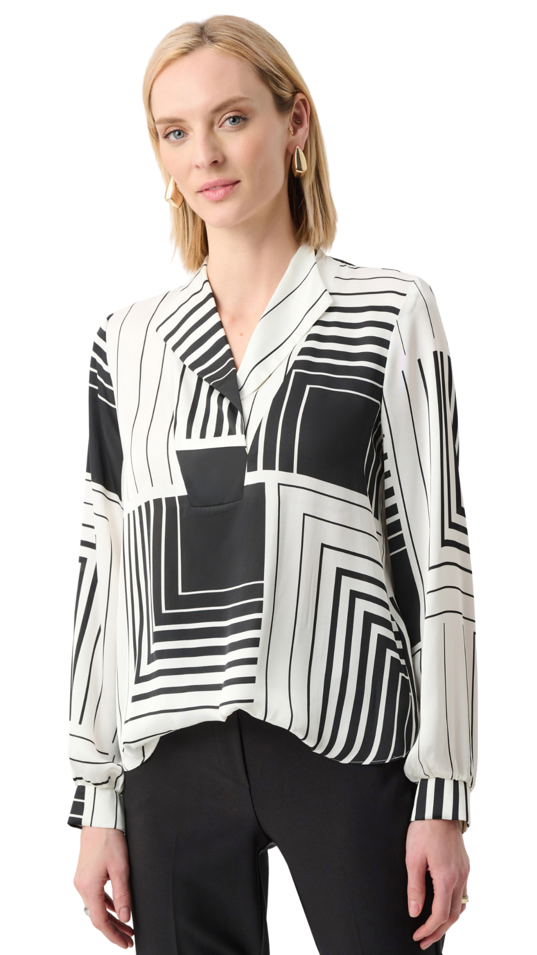 Recycled Satin Geometric Print Boxy Top. Style JR263153