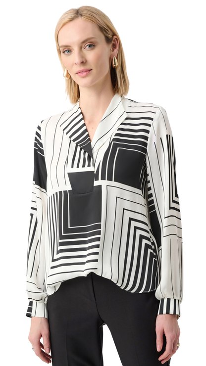 Recycled Satin Geometric Print Boxy Top. Style JR263153