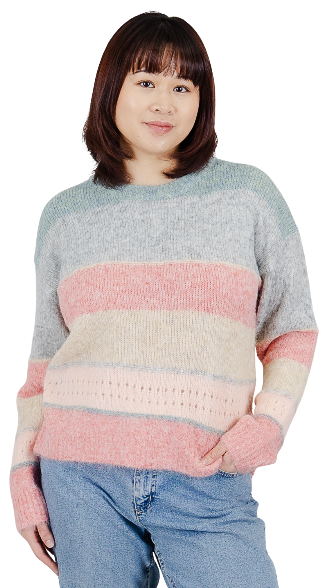 Horizontal Stripes Soft Knit Sweater. Style FS262106