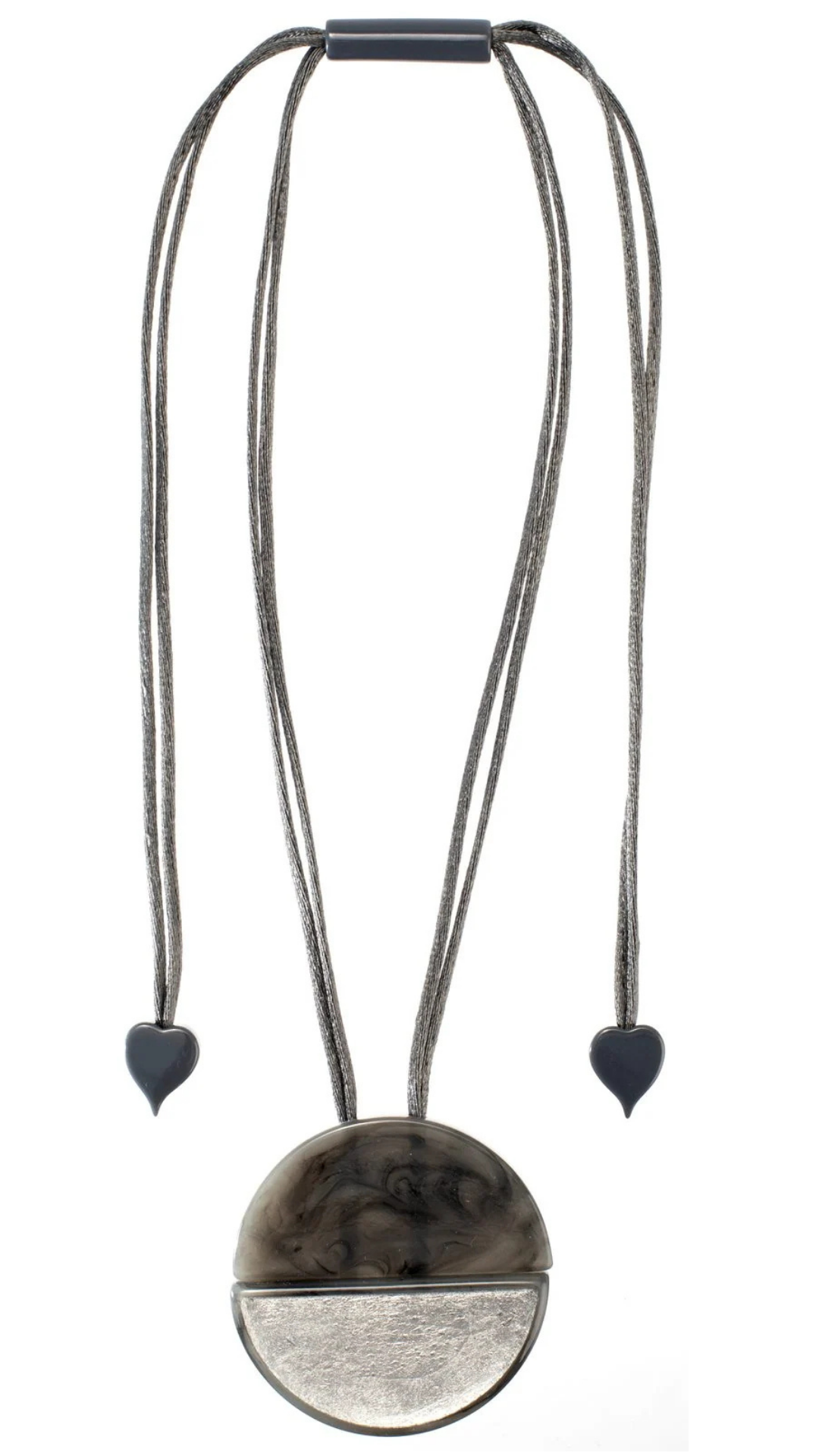 Radiance Collection - Circular Silver & Grey Pendant Necklace. Style 8000201SFGRQ00