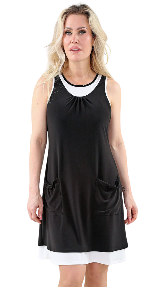 Layered Sleeveless Midi Length Stretchy Dress. Style MT26S308