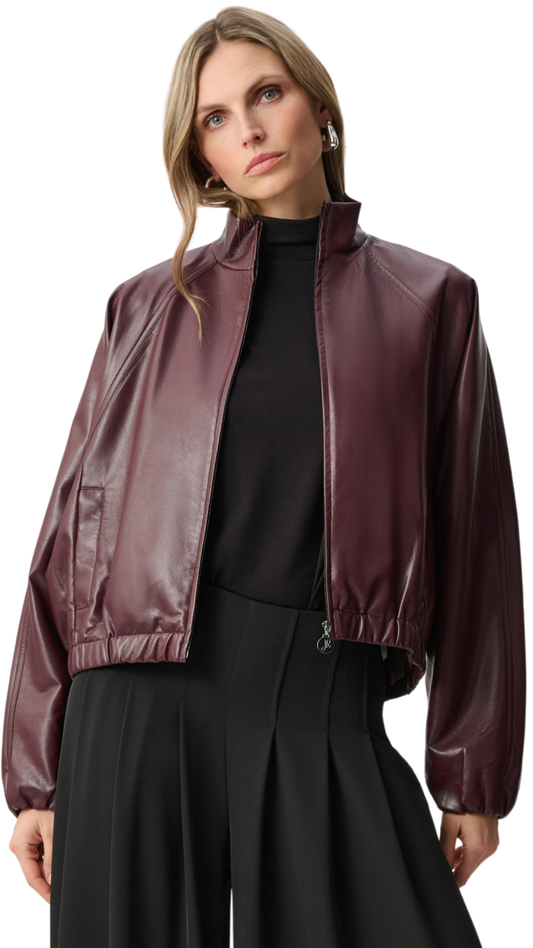 Leatherette Mock-Neck Bomber Jacket. Style JR263971