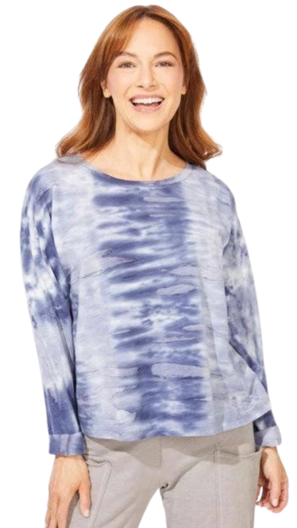 Sunset Tie Dye Drop Shoulder Pull-Over. Style ESC45134