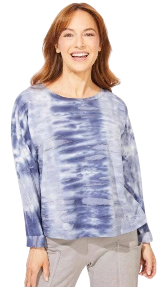 Sunset Tie Dye Drop Shoulder Pull-Over. Style ESC45134