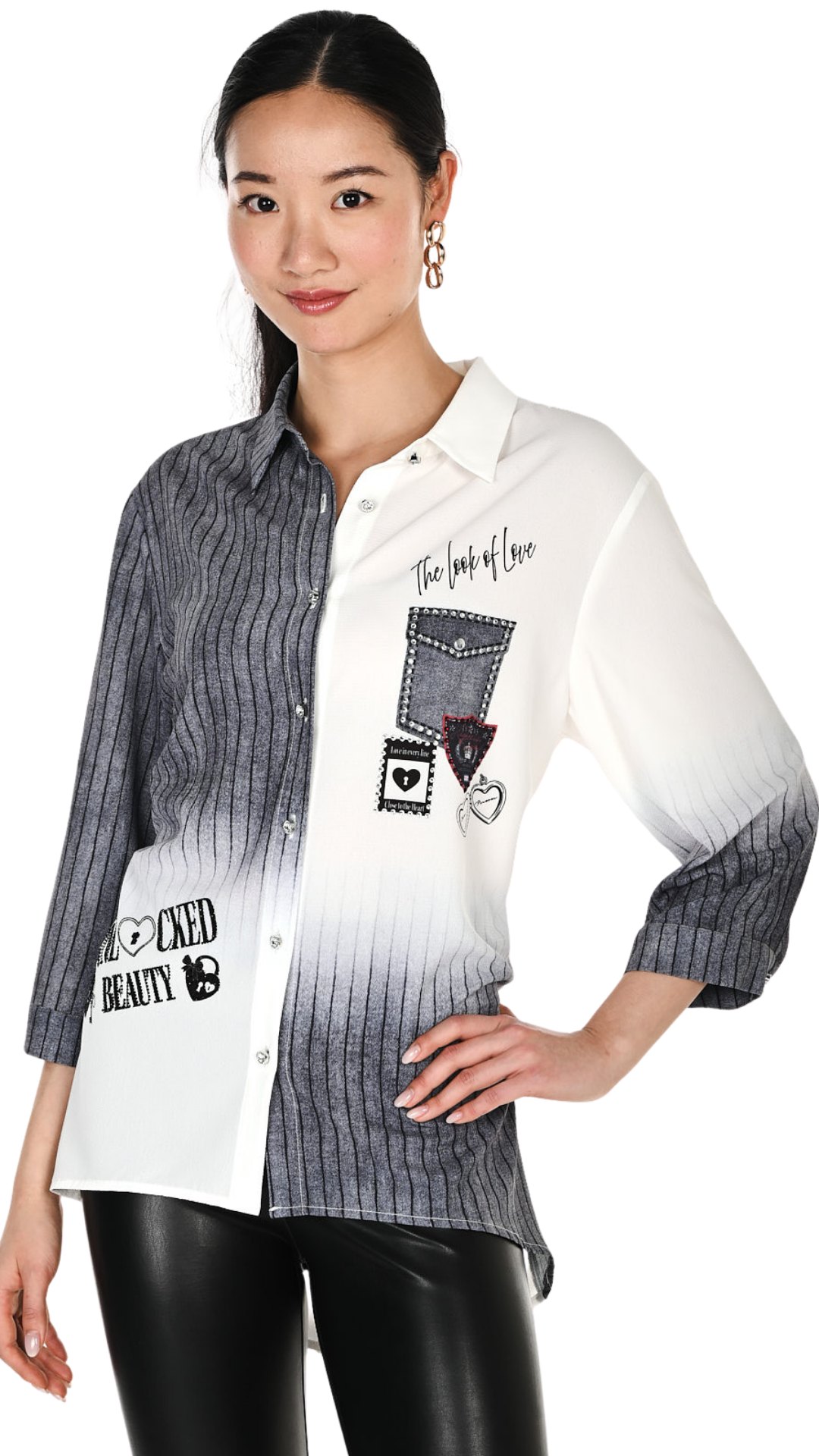 "Look For The Love" Button Front Blouse. Style FL264825