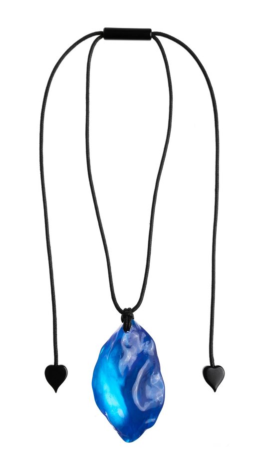 Gemma Collection - Large Organic Shaped Blue Pendant Necklace. Style 3450201BLUEQ00