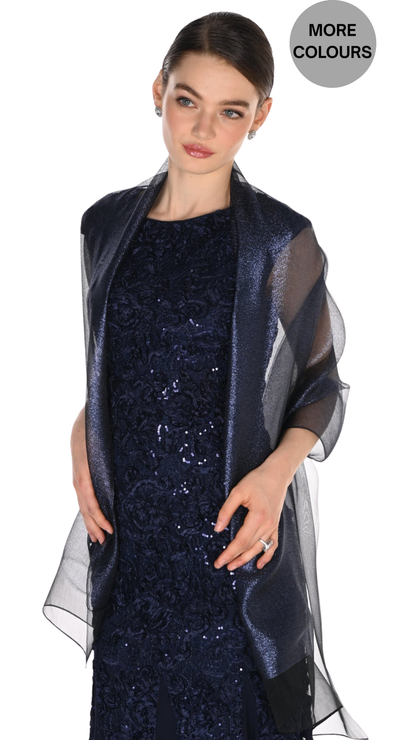 Shimmer Organza Sheer Shawl. Style FLA26960