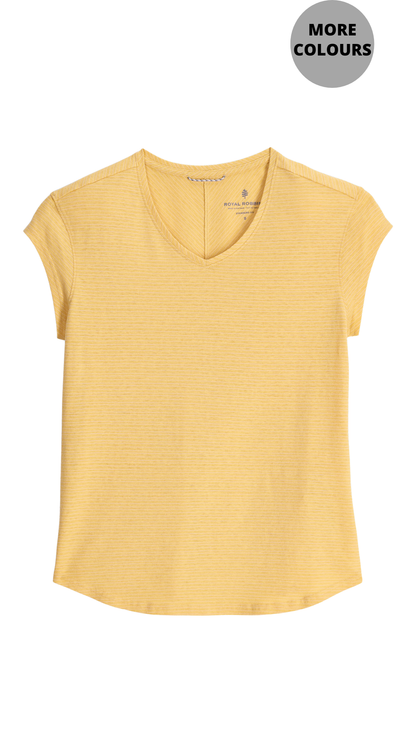 V-Neck Cap Sleeves Striped Tops. Style RYRY611031