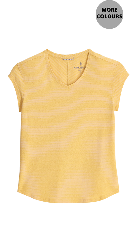 V-Neck Cap Sleeves Striped Tops. Style RYRY611031