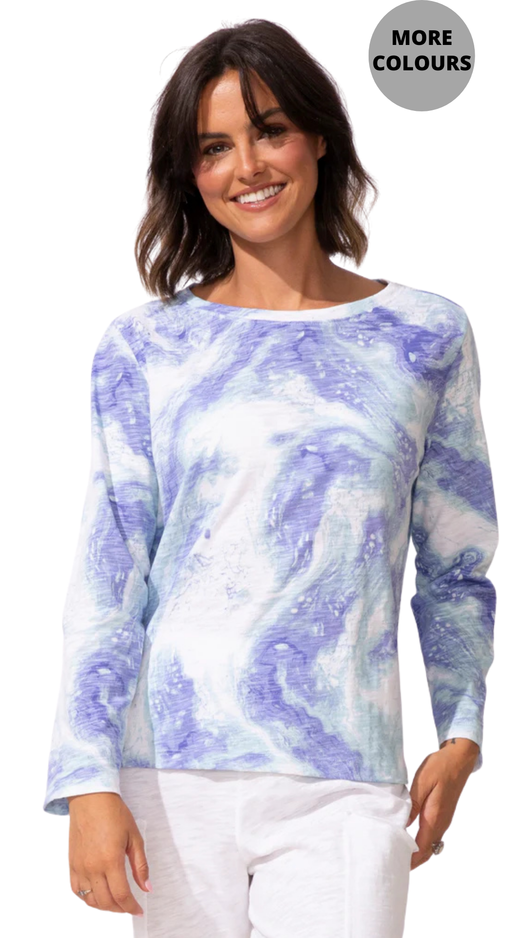 Long Sleeve Marble Print Lightweight Top. Style ESC13525