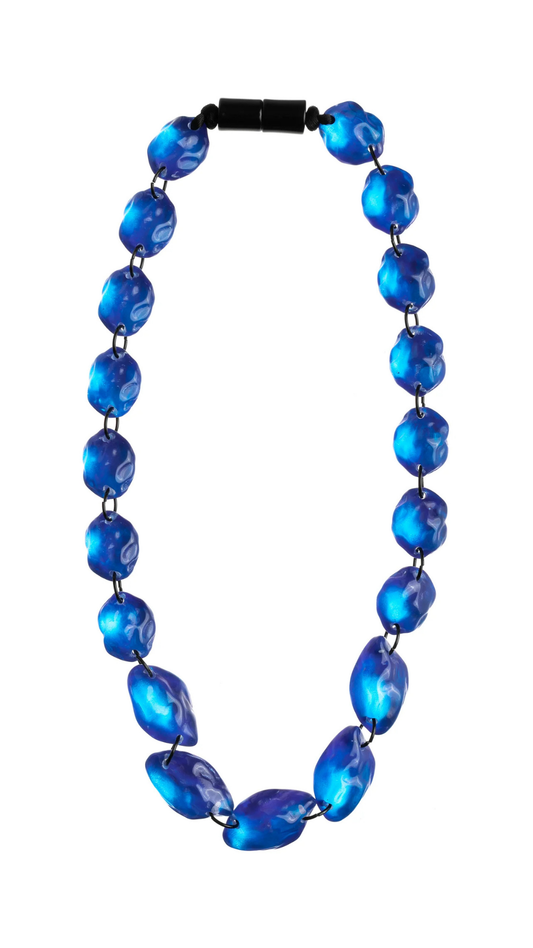 Gemma Collection - Multi Shaped Blue Beads Necklace. Style 3450150BLUEQ19