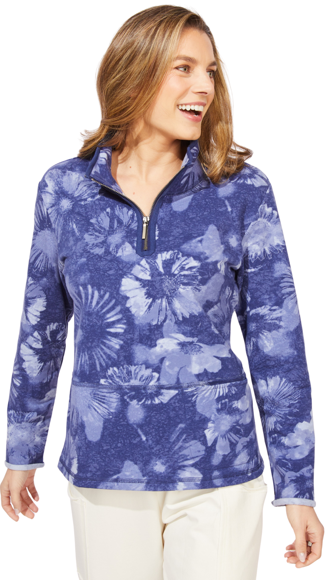 1/4 Zip Front Abstract Print Pull-Over. Style ESC14751