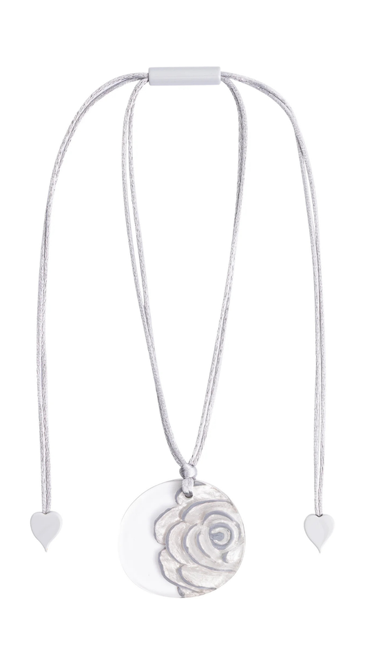Rosette Collection - Silver Rose Detail Pendant Necklace. Style 3460201SILVQ00