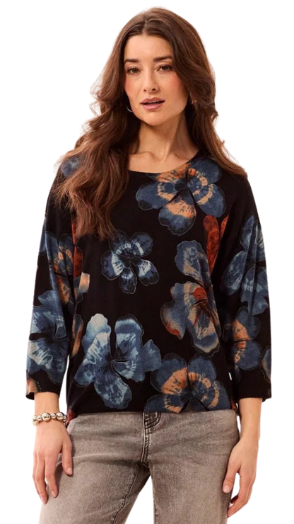 Soft Yarn Three-Quarter Sleeve Crewneck Sweater. Style TR2175O-8169