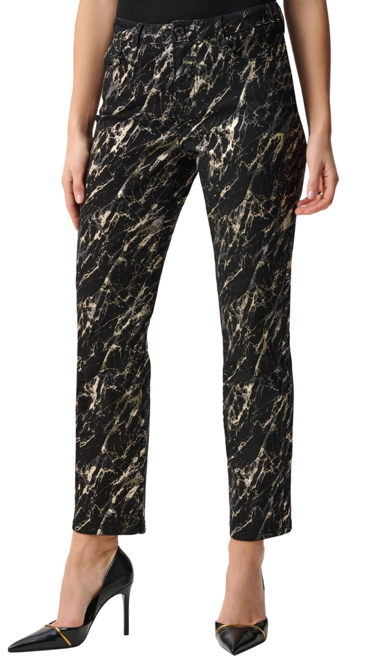 Stretch Denim Abstract Print Straight Leg Jeans. Style JR263972