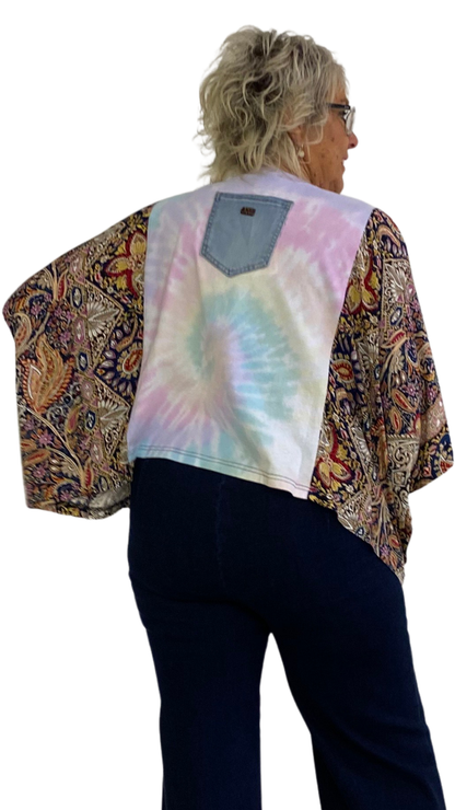 Rolling Stones Band Poncho Printed Sleeves Top. Style SHNP5512