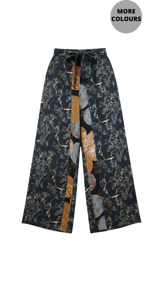 Tie Front Breezy Abstract Print Wrap Pant. Style SHNP5666