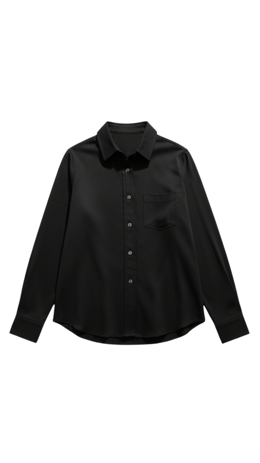 Classic Long Length Button Front Long Sleeve Top. Style SHNP5990