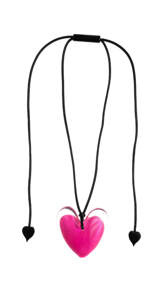 Ole Collection - Small Pink Heart With Clear Border Pendant Necklace. Style 5440201NPINQ00