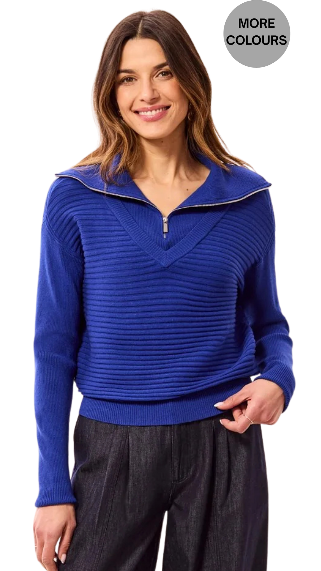 Soft Zip-Up V-Neck Sweater. Style TR6028O-5118