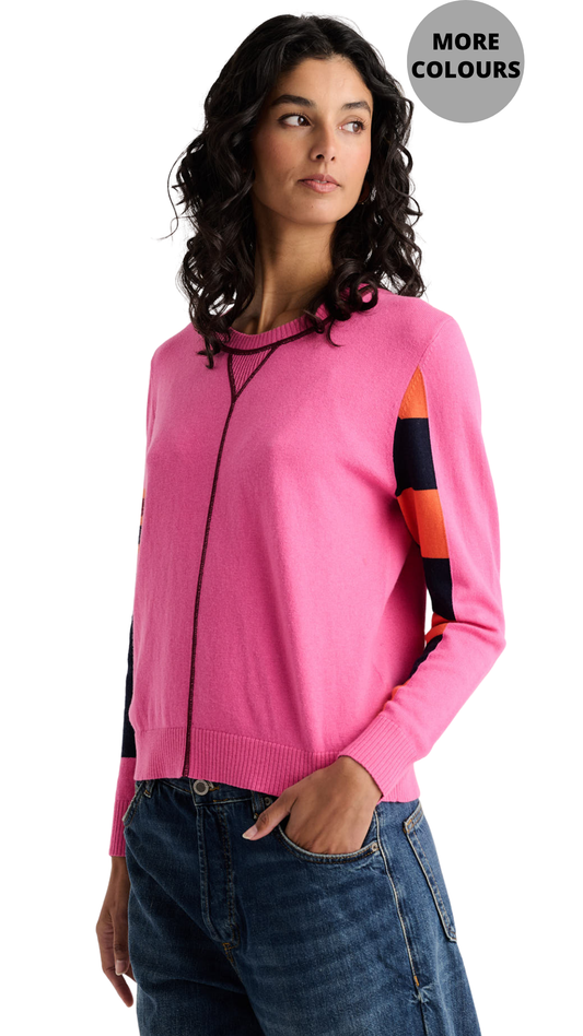"Weekend Ease" Pop-Over Colour Block Sweater. Style ZKP8550U
