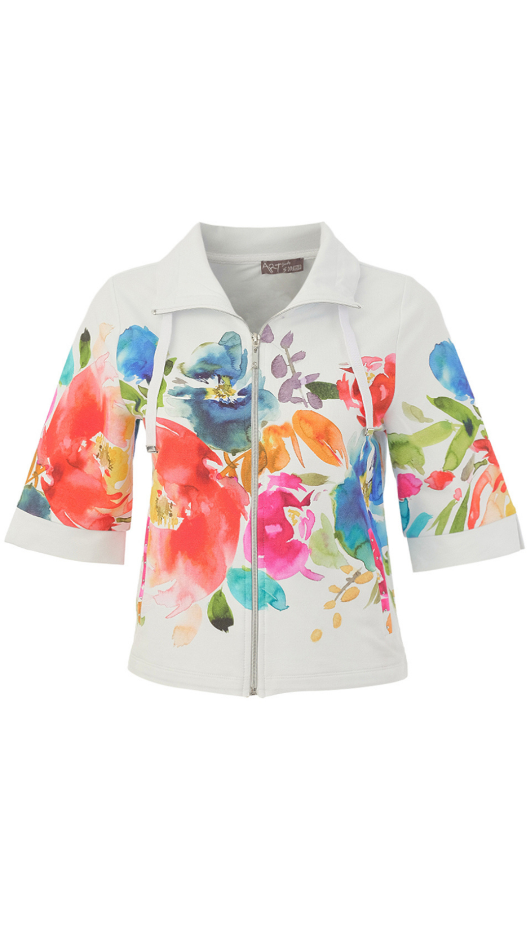 "Spring Delight" Artist Print Zip Up Sweater. Style DOLC26707