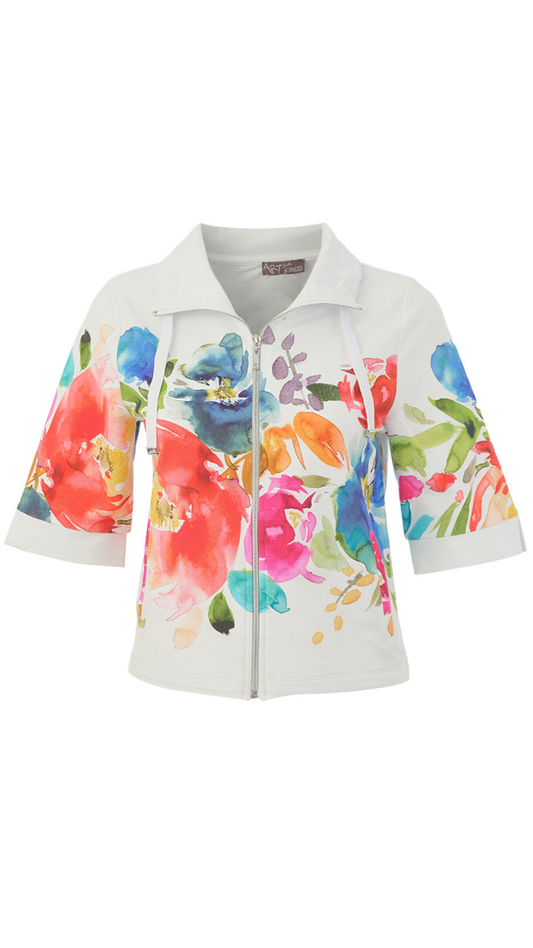 "Spring Delight" Artist Print Zip Up Sweater. Style DOLC26707
