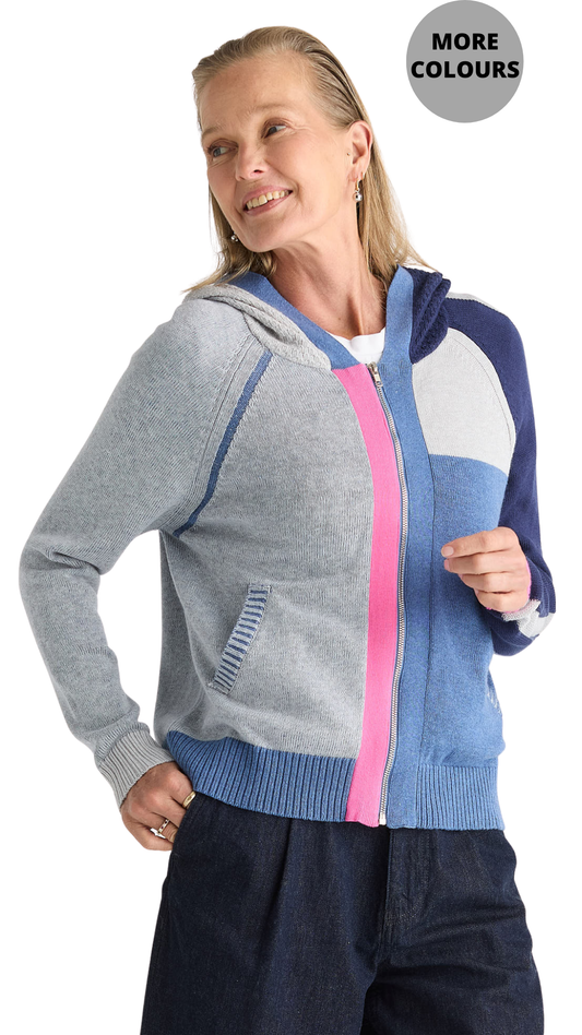 Colour Block Zip Front Lightweight Hoodie. Style ZKP8534U