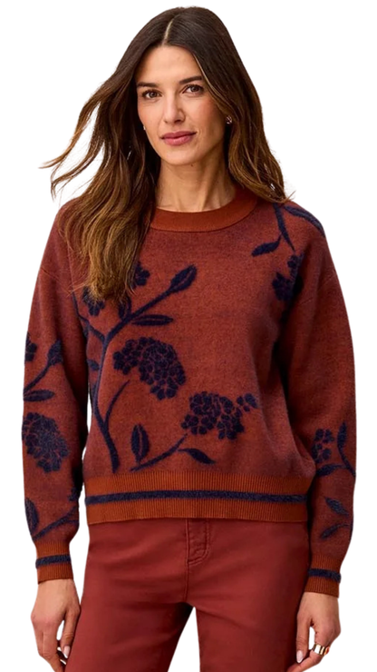 Eyelash Embroidered Long Sleeve Mock Neck Knit Sweater. Style TR3151O-8485