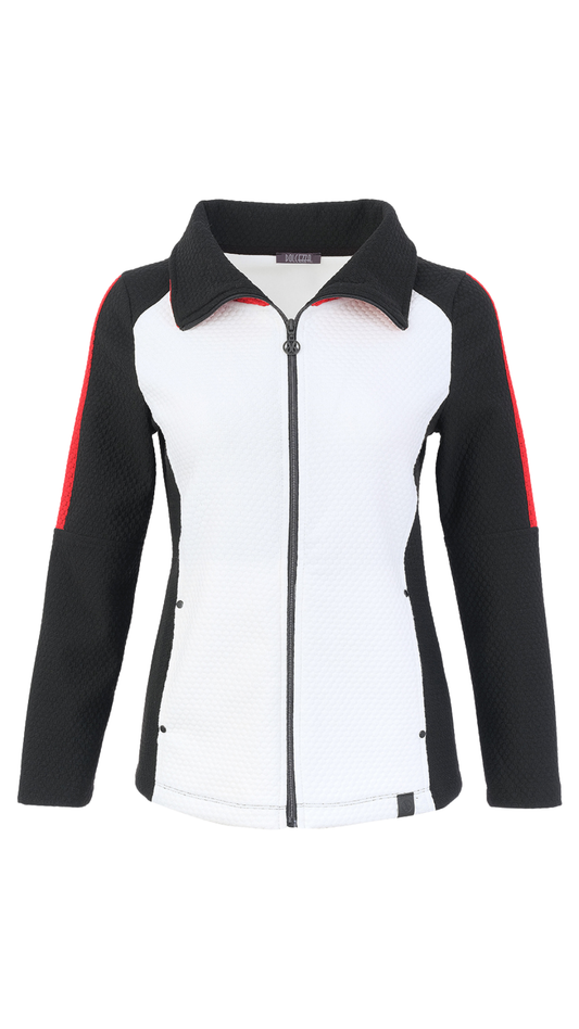 Zip Front Colour Block Collared Jacket. Style DOLC76107