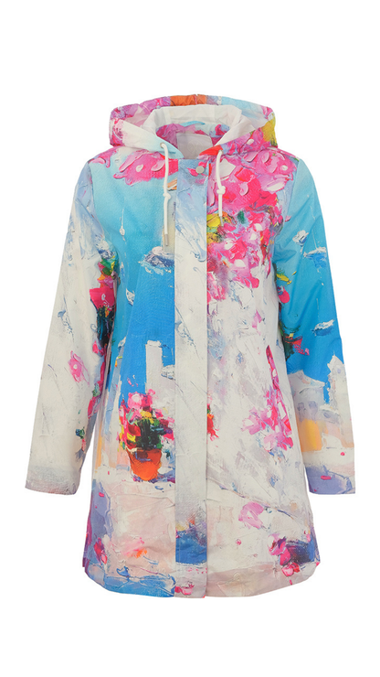 "Summer In Santorini" Artist Print Raincoat. Style DOLC26870