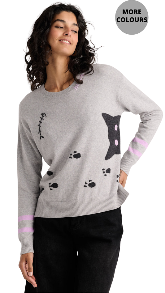 "Cheeky Cat" Pop-Over Sweater. Style ZKP8508U