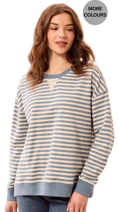 Long Sleeve Crew Neck Drop Shoulder Knit Top. Style TR2487O-8509