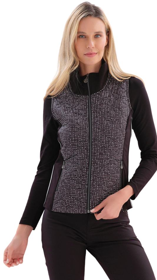 Polka Dot Sleeveless Zip Front Vest. Style DOLC76104
