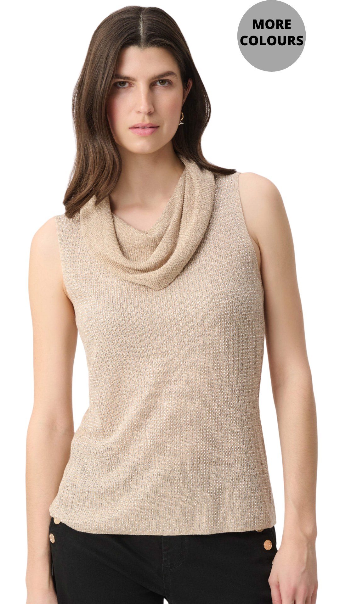 Cowl Neck All-Over Rhinestones Sleeveless Top. Style JR264929