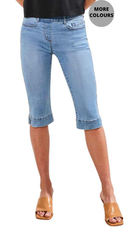 Audrey Pull-On Denim Pedal Pusher. Style TR7674O-5100