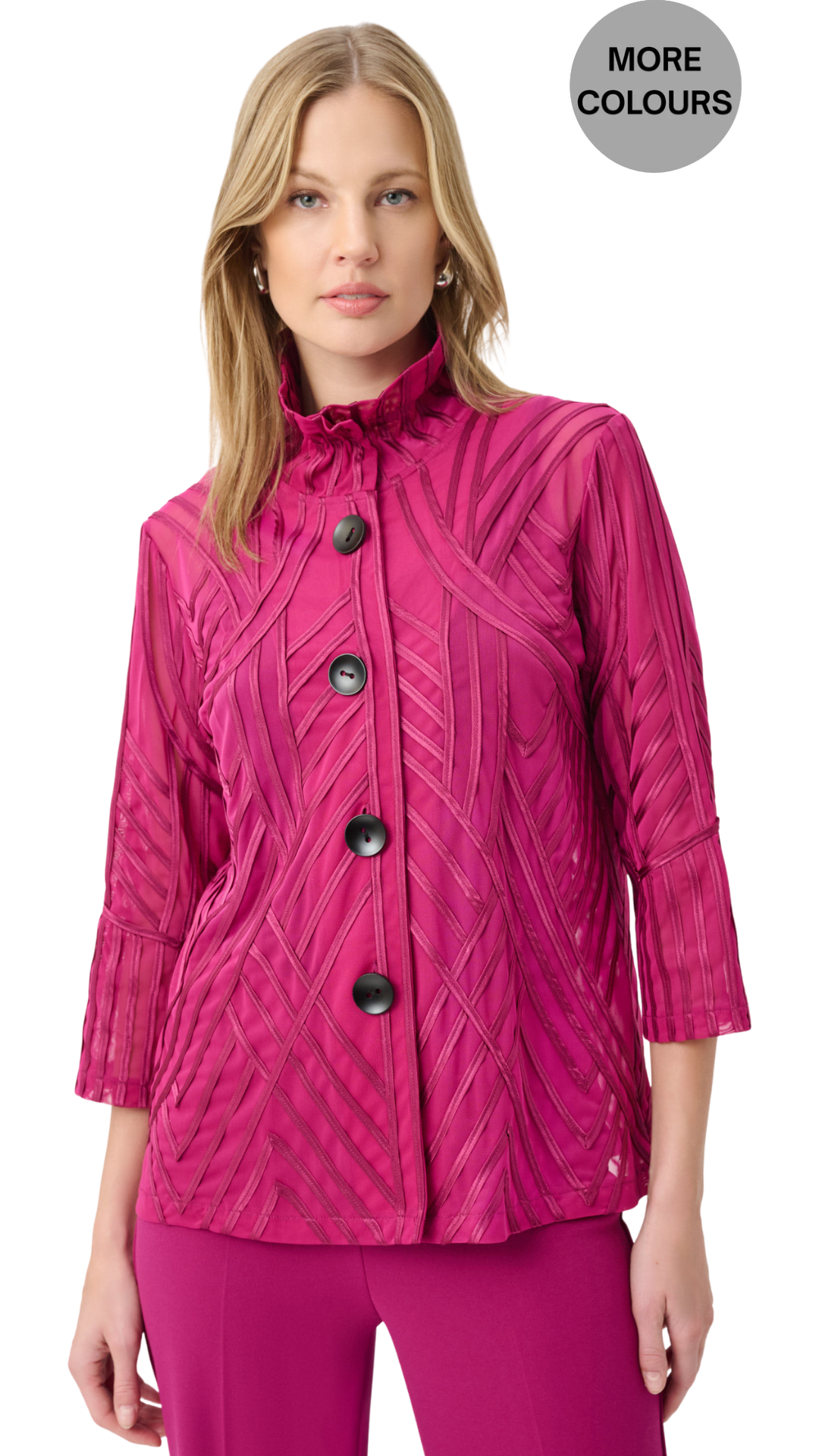 Duo Tone Soutache Button Front Jacket. Style JR264710