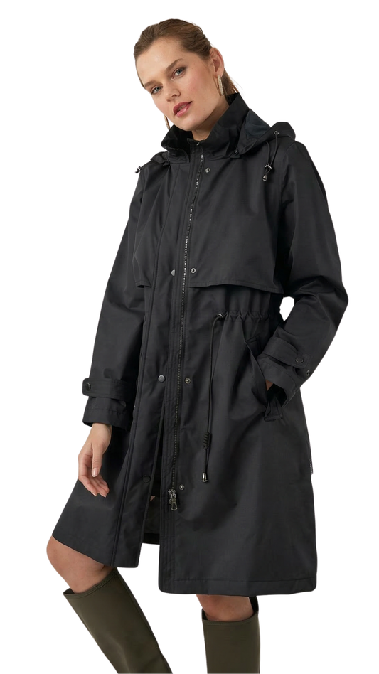 Long Length Removable Hood Windbreaker Jacket. Style FR471
