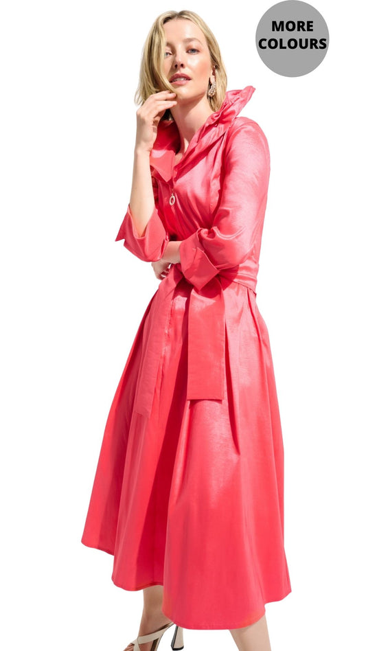 Stretch Taffeta Fit And Flare Lapel Collar Dress. Style JR261719