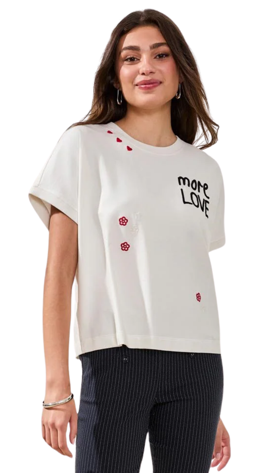 Dolman Sleeve 'More Love' Embroidered Top. Style TR6099O-5140