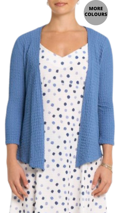 Open Front 3/4 Sleeve Lightweight Crepe Fabric Cardigan. Style MIS404J