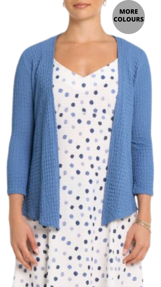 Open Front 3/4 Sleeve Lightweight Crepe Fabric Cardigan. Style MIS404J