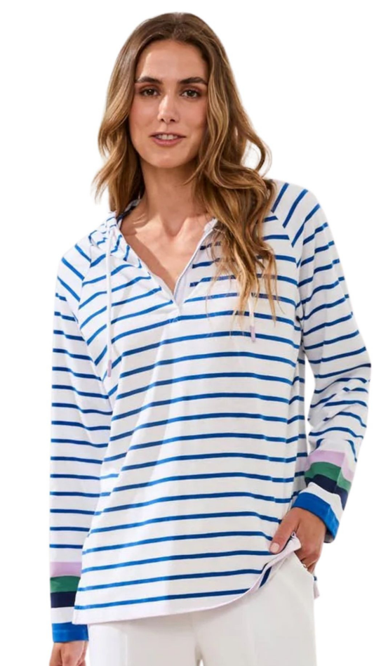 Raglan Long Sleeve Striped Hoodie. Style TR3067O-3241