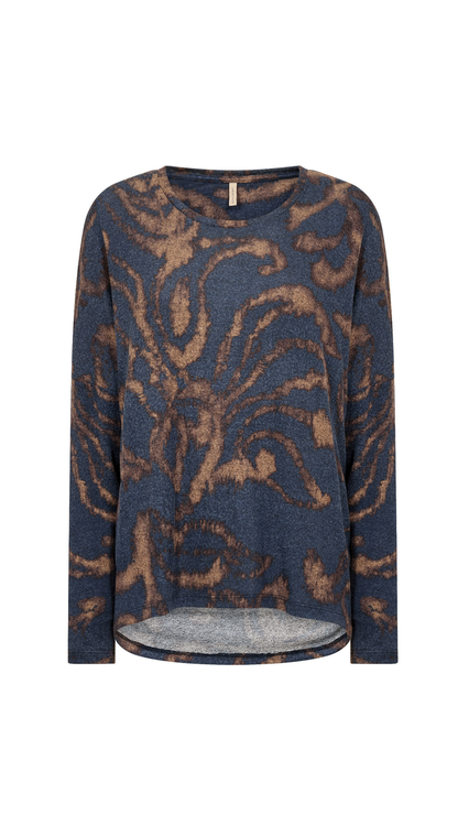 Round Neck Long Sleeve Drop Shoulder Top. Style SOYA27830